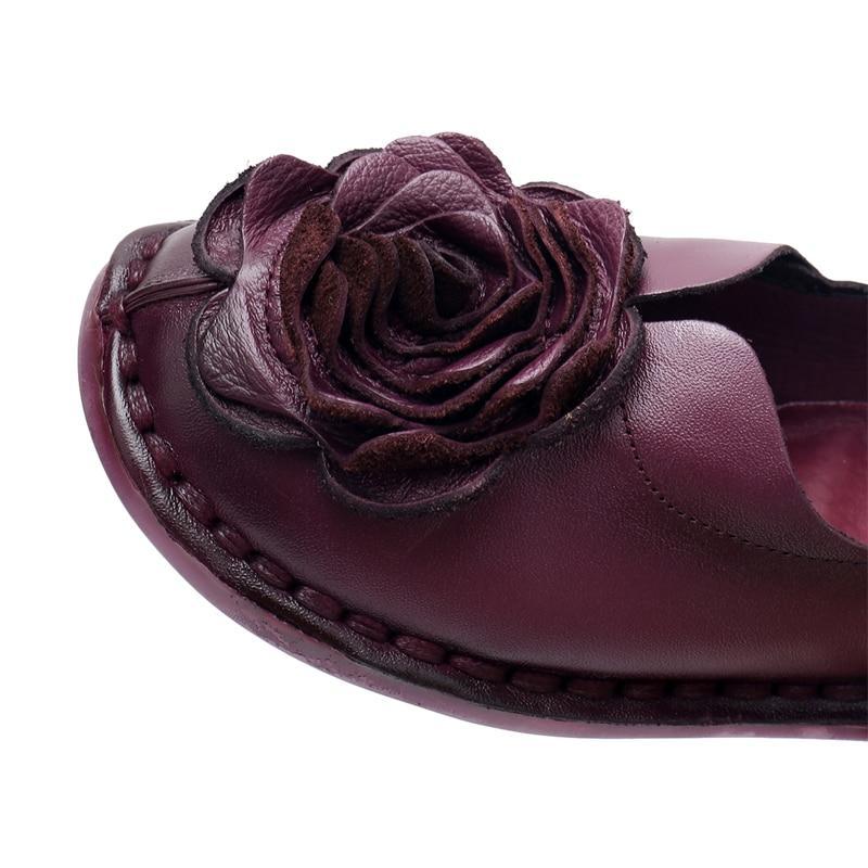 Casual Genuine Leather Flat Shoe Women Shoe Flower Slip On Driving Shoe
