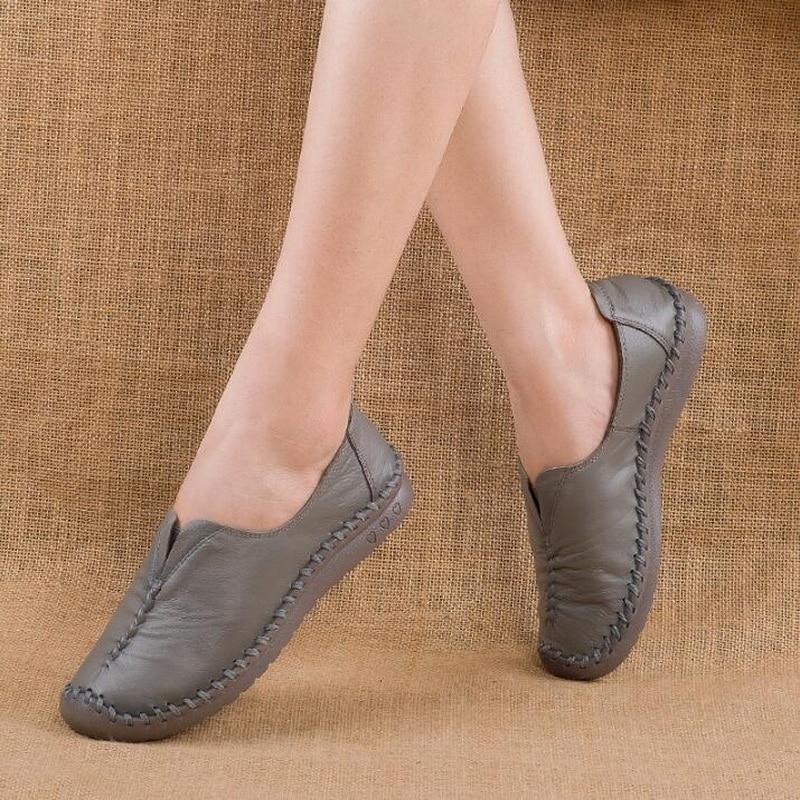 Genuine Leather comfortable non-slip soft bottom handmade sewing casual lazy shoes