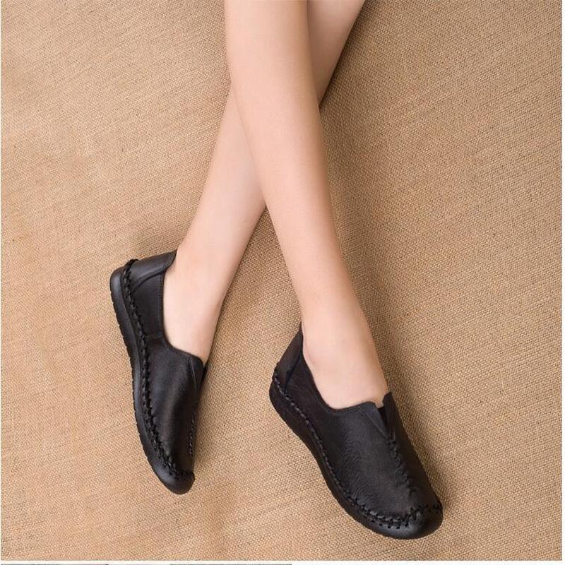 Genuine Leather comfortable non-slip soft bottom handmade sewing casual lazy shoes