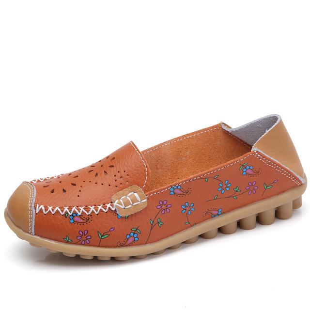 Genuine leather flats shoes women  female moccasins casual ladies shoes