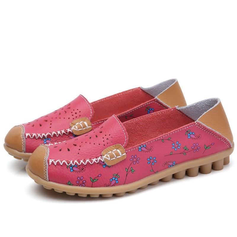 Genuine leather flats shoes women  female moccasins casual ladies shoes