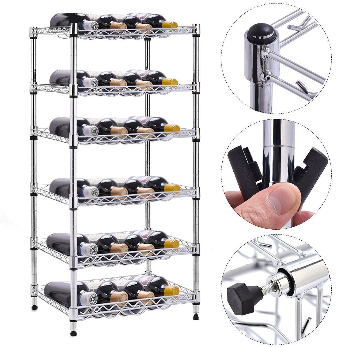 6-Shelf 24 Bottles Modern Metal Wine Rack