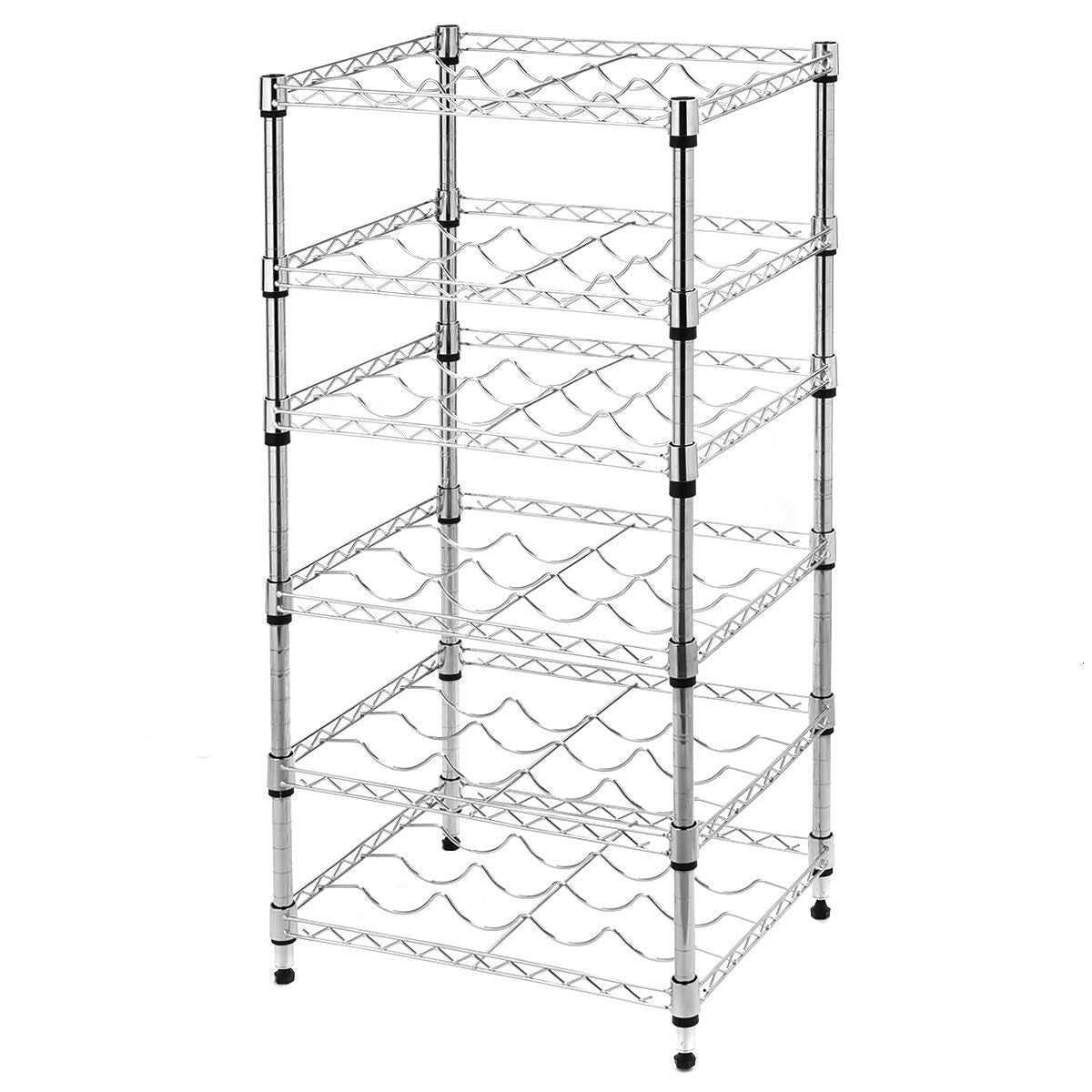 6-Shelf 24 Bottles Modern Metal Wine Rack