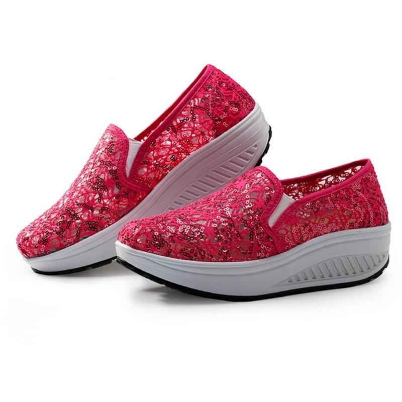 Bling Glitter Lace Loafers  Casual Platform Shoes