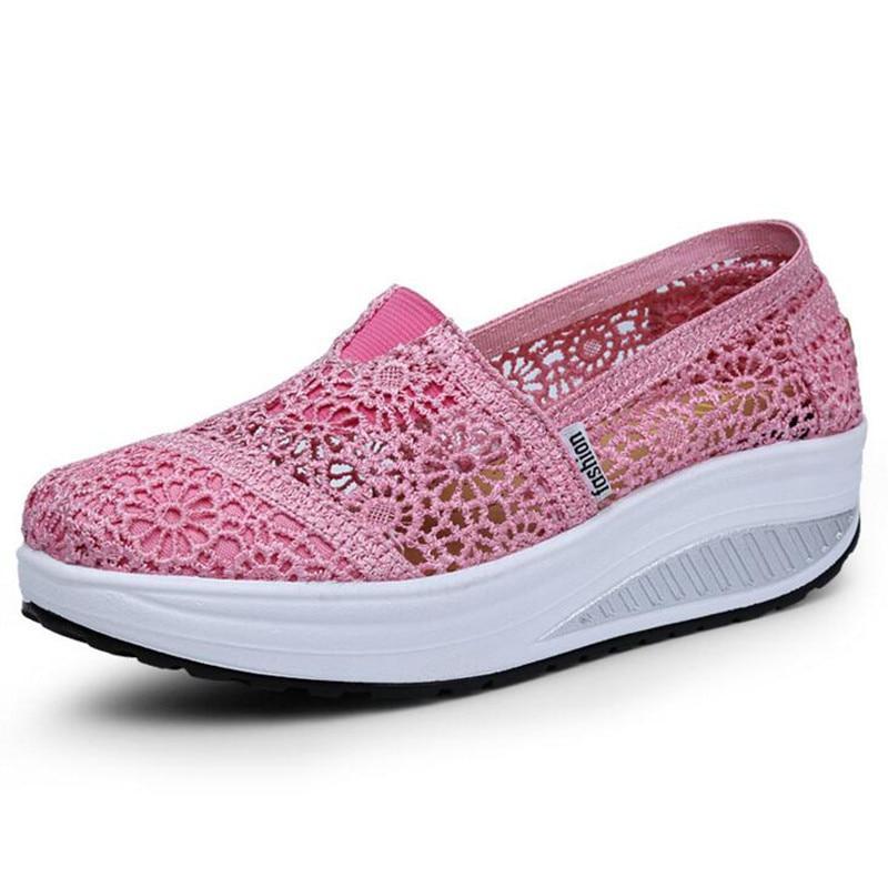 Women Loafers Soft Casual Shoes Openwork Lace Vamp Woman Creepers Slip On Flats Comfortable Women Shoes