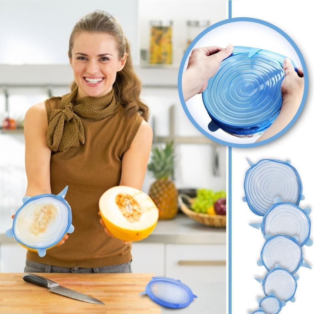 Reusable Silicone Stretch Lids  6pcs Universal Bowl Lid Cover