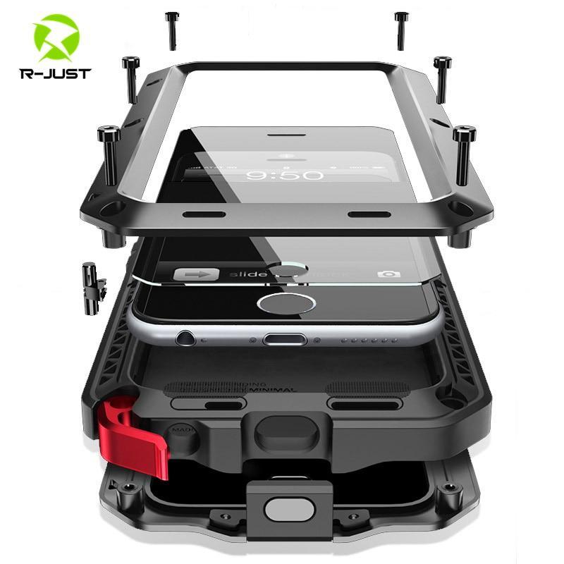 R-JUST Heavy Duty Protection Metal Aluminum Phone Case for iPhone