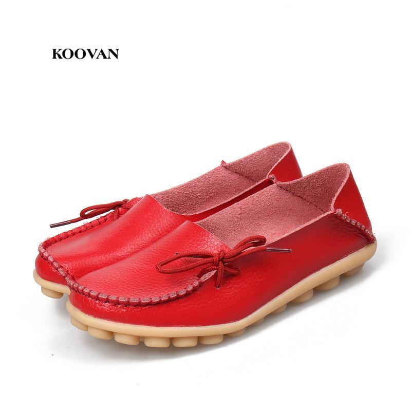 Women Flats Shoes  Large Size Real Leather Mommy Shoes