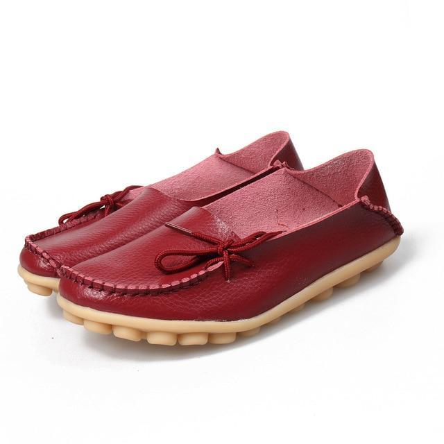 Women Flats Shoes  Large Size Real Leather Mommy Shoes