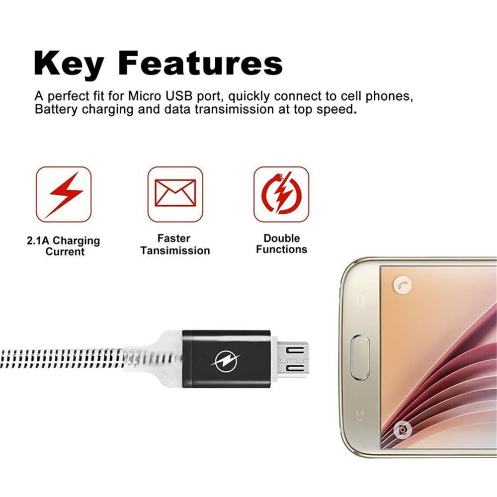 LED Lumines Spiral Cable For iPhone Android Type c Fast Charge USB Data Cable Android Microusb Charging Cable Mobile Phone Cable