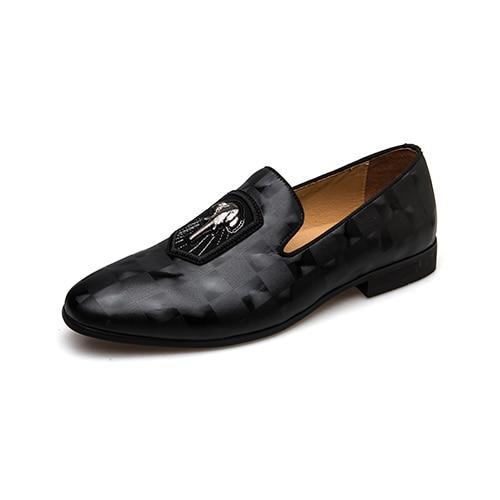 Genuine Leather Men Loafers Fashion Black Banquet Shoes