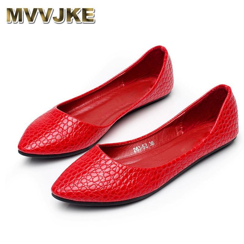 plus size shoes 46 red black pointed toe flats soft slip-on  new arrival american shoes