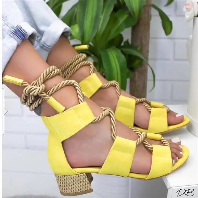 Espadrilles Women Sandals Heel Pointed Fish Mouth Gladiator Sandals