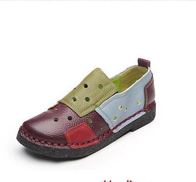 New Women Shoes Fashion Loafers Genuine Leather Women Flats Mixed Colors Women Casual Shoes