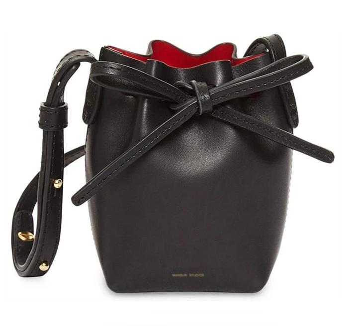 MINI bucket bag mansur women Split leather MINI shoulder bag