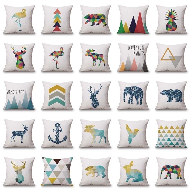 Geometric Animal Cushion Cover