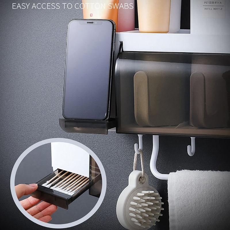 IcoolGadget toothbrush holder toothpaste squeezer dispenser bathroom accessories sets 5 pcs bathroom storage box case household items