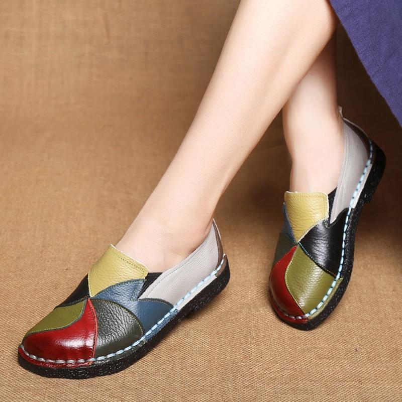 New Women Flats Women Shoes Genuine Leather Shoes