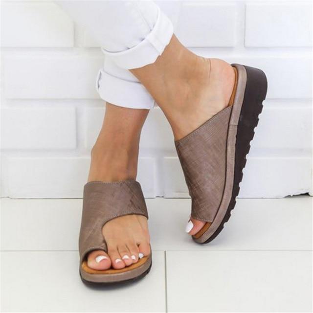 Women slippers Flat Sole Casual Soft Big Toe Foot  Sandal