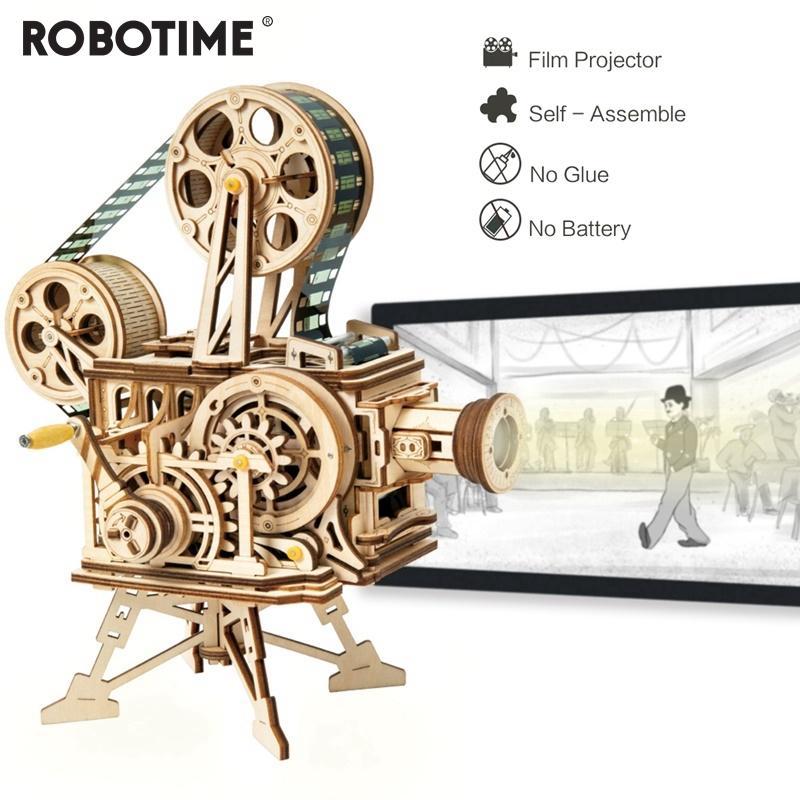 Vintage Diy 3D Hand Crank Film Projector  Toy Gift for Children Adult