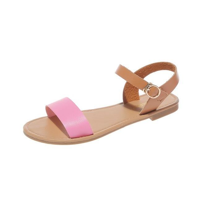 Women's Sandals Solid Color PU Leather Sandals