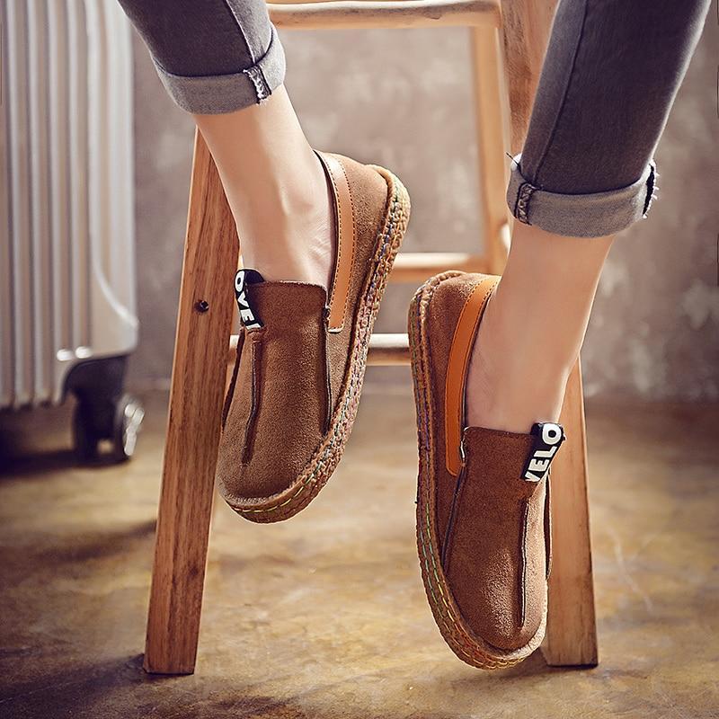 Women Loafers Shoes Round Toe Casual Pattern Lady Flats Wide Shallow Slip-on Shoes