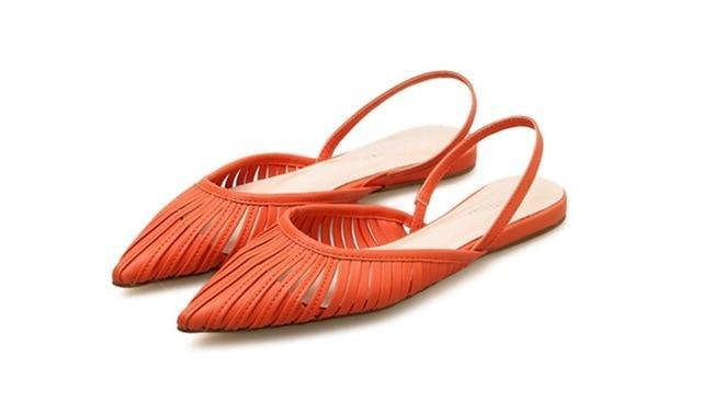 New Women Flat Sandals Brand Design Pointed Toe Slip On Sandal