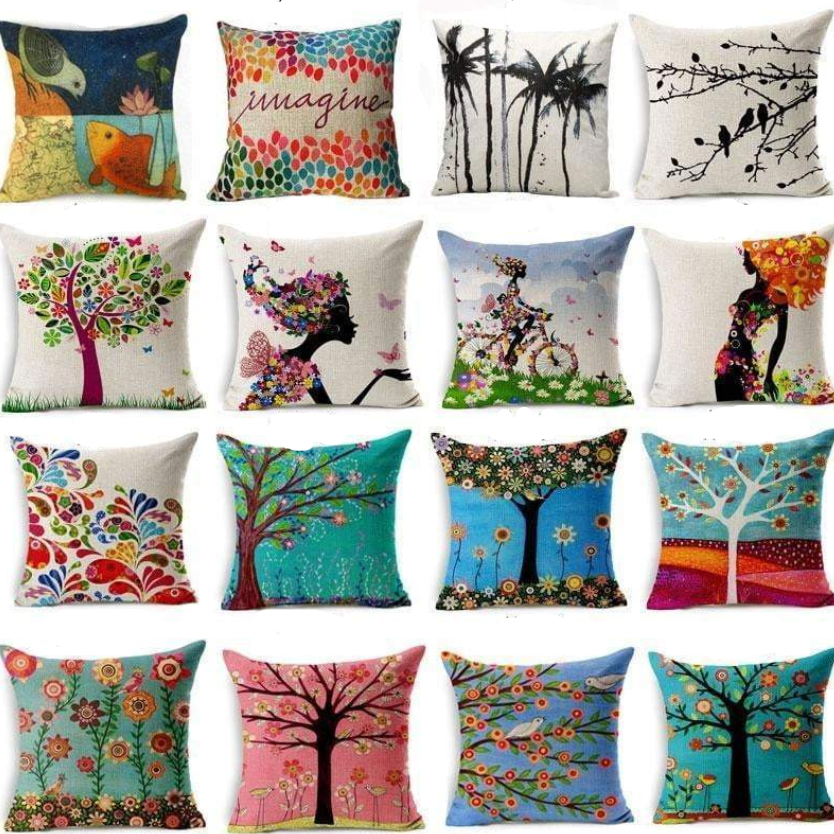 Floral Animal Tree of Life Bird Back Home Decorative Throw Pillow Cover
