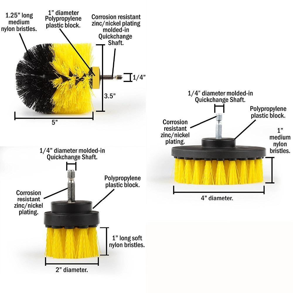 Powerful 3 Pcs/Set Drill Scrubber Brush