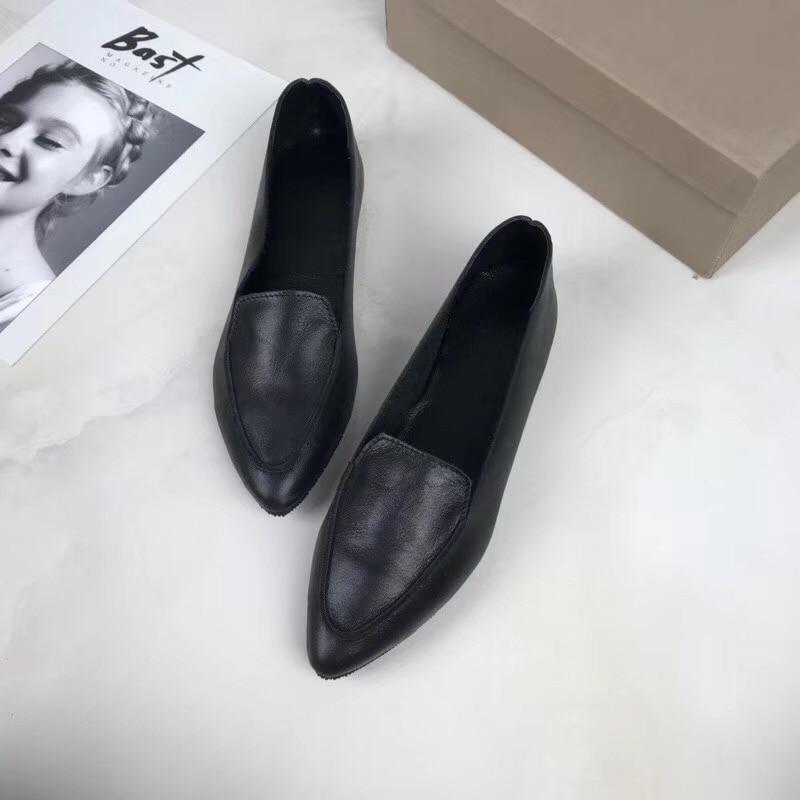 Genuine Leather Women Flats shoes Comfortable soft Pointed Toe Solid Pregnant Driving Ladies Loafers