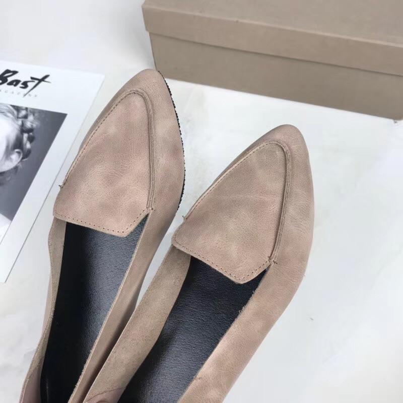 Genuine Leather Women Flats shoes Comfortable soft Pointed Toe Solid Pregnant Driving Ladies Loafers