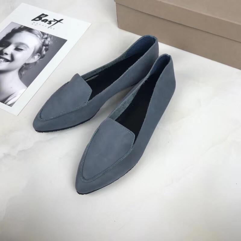 Genuine Leather Women Flats shoes Comfortable soft Pointed Toe Solid Pregnant Driving Ladies Loafers