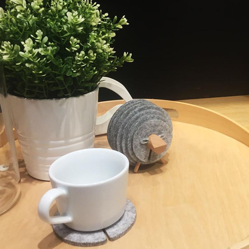 Felt Sheep Coaster Set