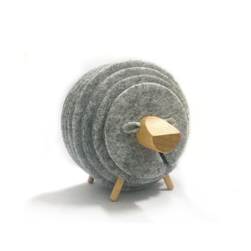 Felt Sheep Coaster Set