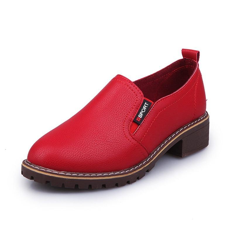 Women Flats Fashion  Casual Leather Shoes Ladies Comfortable Solid Round Toe Women Loafers