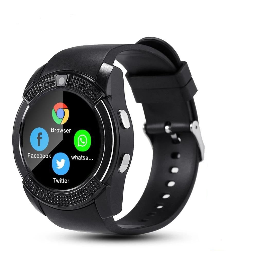 Sport Men Smart Watch v8 sim card android camera rounded Answer Call Dial Call Smartwatch Heart Rate Fitness Tracker