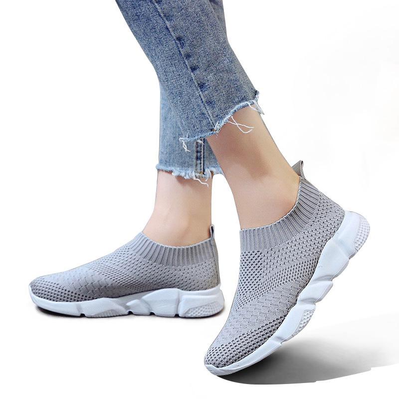 Women Casual Knitting Sock Sneakers Stretch Flat Platform Fashion Ladies Slip On Shoes