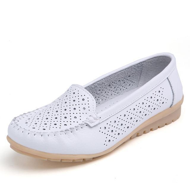 Summer Women Flats Women Genuine Leather Driving Shoes
