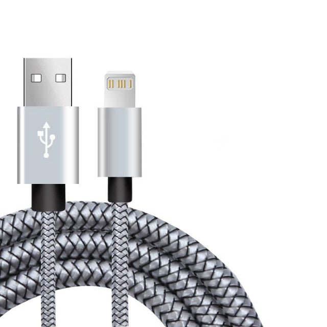 10 Ft Braided Cloth Lightning Cable for iPhone - Assorted Colors