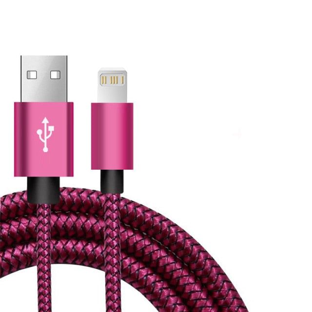 10 Ft Braided Cloth Lightning Cable for iPhone - Assorted Colors