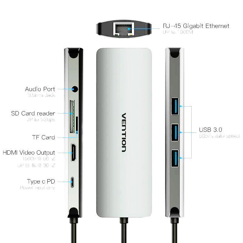 Vention USB C HUB Type C HUB to USB 3.0 Thunderbolt 3