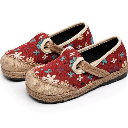Slowflake Embroidered Women Linen Cotton Espadrilles Loafers