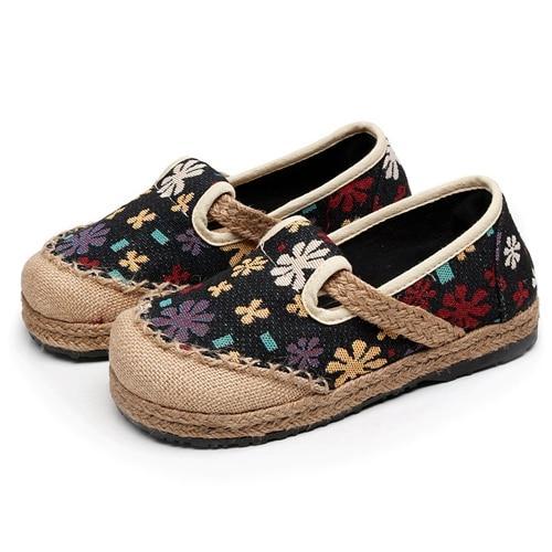 Slowflake Embroidered Women Linen Cotton Espadrilles Loafers