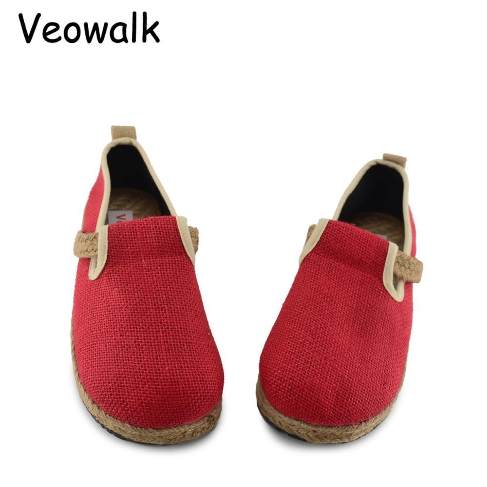 Womens Casual Plain Linen Cotton Loafers