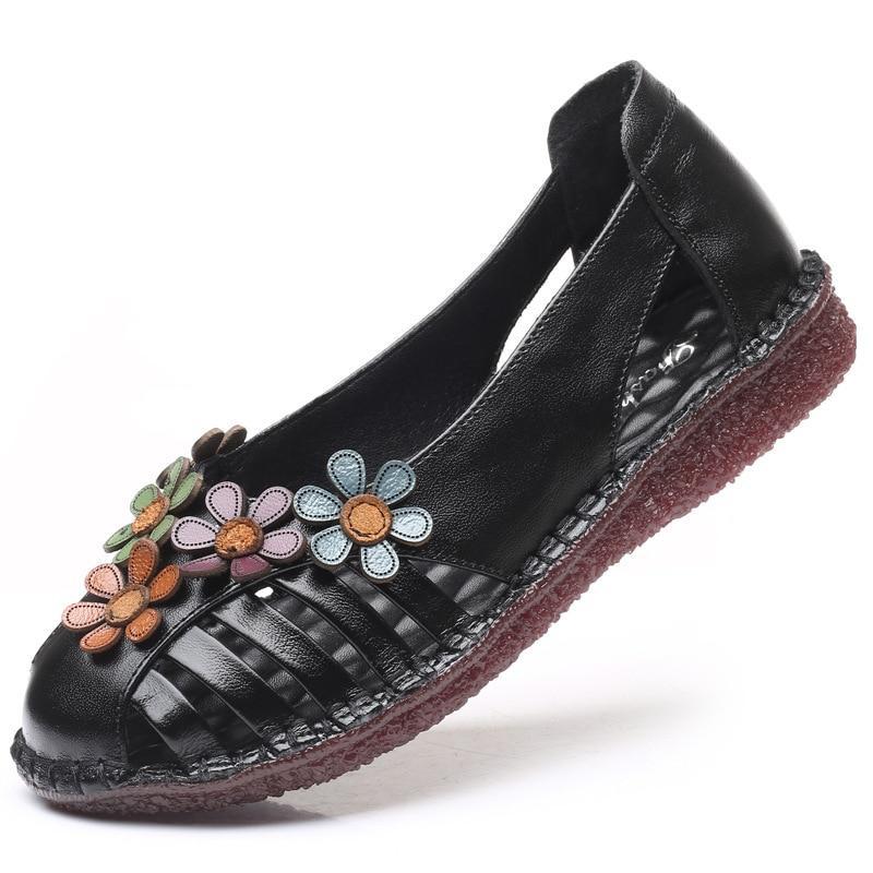 Genuine Leather Ladies Flat  Woman Slip On Casual Loafers