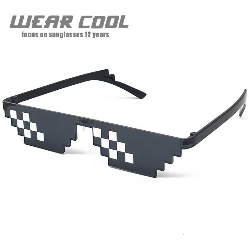 Wear Cool Glasses 8 Bit MLG Pixelated Sunglasses Men Women Brand Thug Life Party Eyeglasses Mosaic Vintage Eyewear