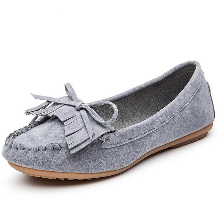 Women Flat Platform Loafers Ladies Elegant Suede Moccasins Fringe Shoes