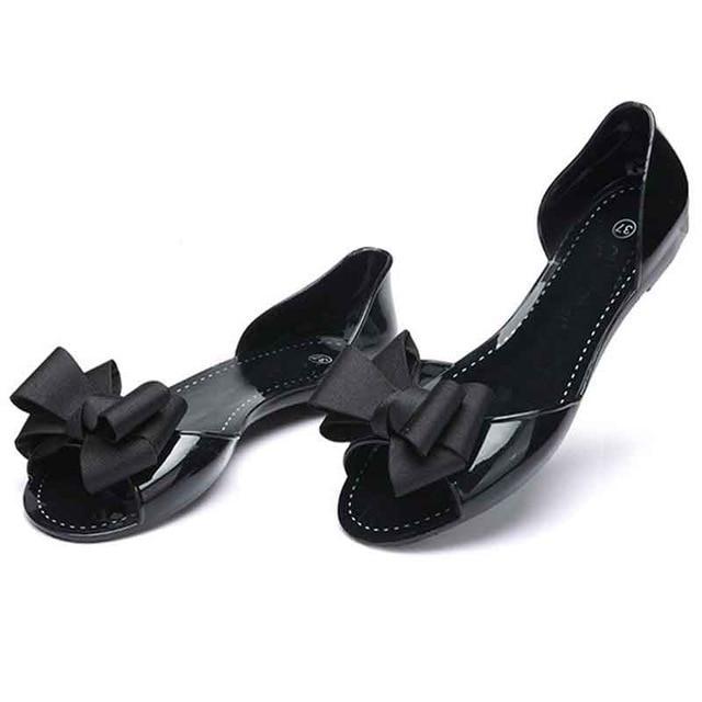 Women Flat Sandals Beach Jelly Shoes Woman Summer Bowtie Outdoor Slippers Slip On Sandalias Women Shoes Big Size 35-40 WSH2336