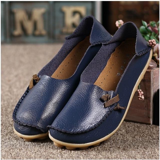 Genuine Leather Shoes Woman Loafers