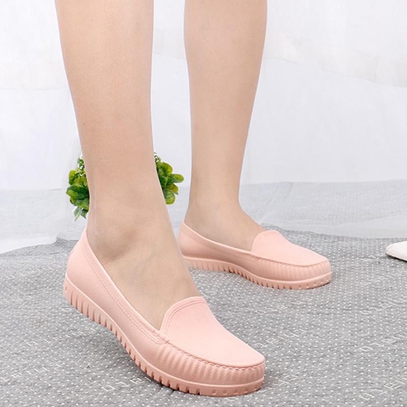 Women Rain Shoes  Waterproof Flat Shoe For Woman Candy Color Rain Shoe